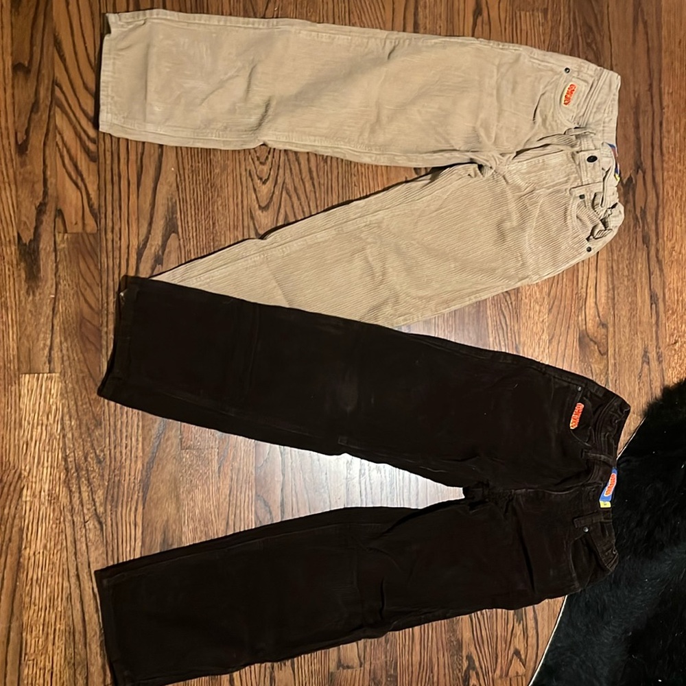 Cream and brown corduroy Empire Pants fit for a size 25 waist
